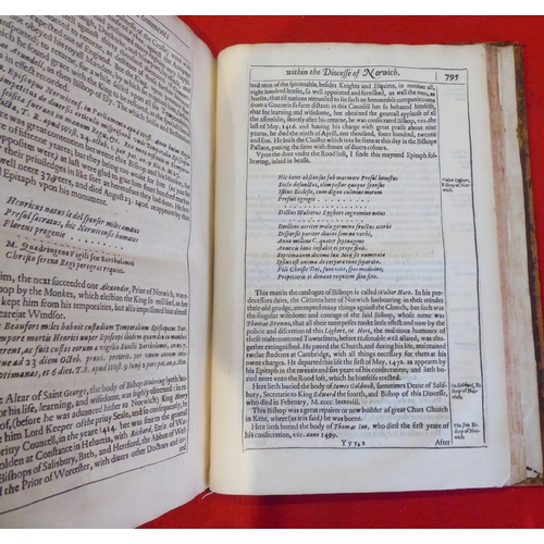 106 - Book: 'Ancient Funeral Monuments' by John Weever, printed by Thomas Harper  1631, in one volume