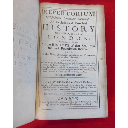 110 - Book: 'History of the Diocese of London' by R.Newcourt  1710, in one volume