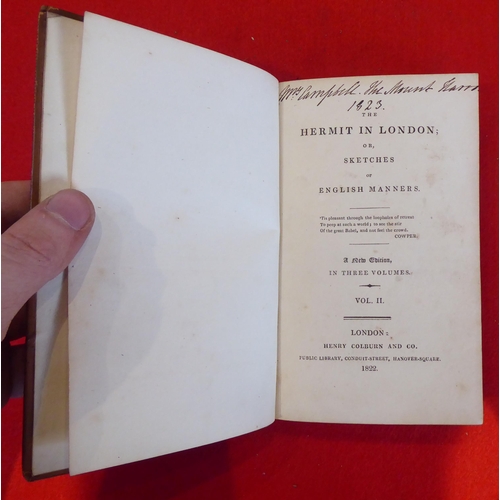 128 - Books: 'The Hermit in London'  New Edition  1822, the three volumes