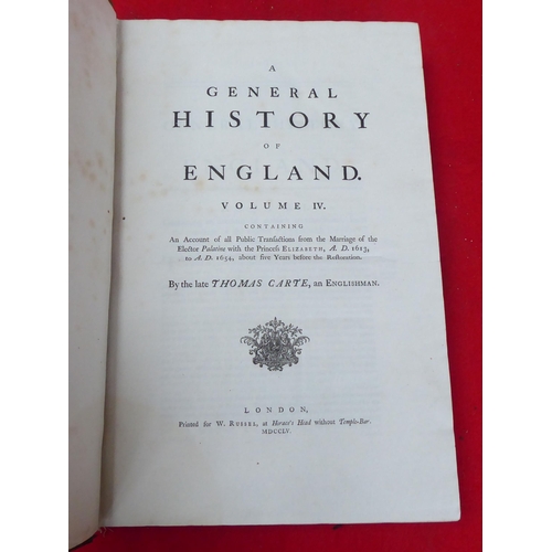 129 - Book: 'A General History of England' by Thomas Carte  1760, volume IV only