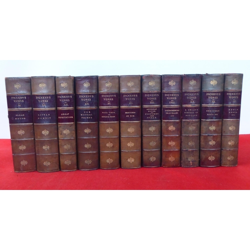 134 - Books: works by Dickens, mainly 19thC leather bound issues