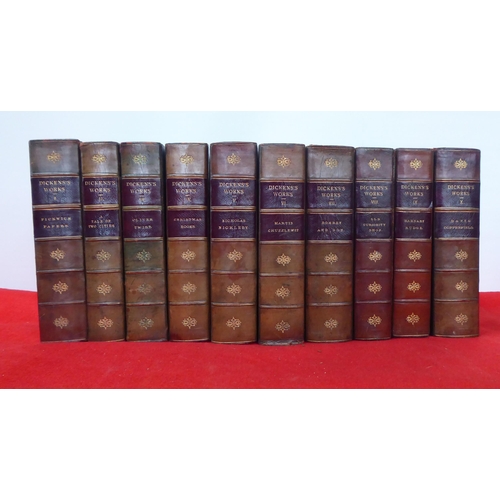 134 - Books: works by Dickens, mainly 19thC leather bound issues