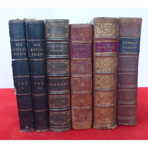 134 - Books: works by Dickens, mainly 19thC leather bound issues