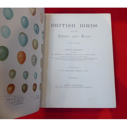 14 - Books: 'British Birds with Their Nests and Eggs' by Arthur G Butler, illustrated by FW Frohawk, in s... 