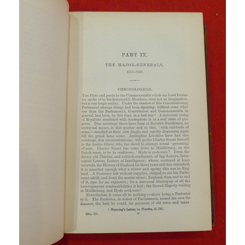 142 - Books: 'Oliver Cromwell's Letters and Speeches' with elucidations by Thomas Carlyle  1869, in three ... 