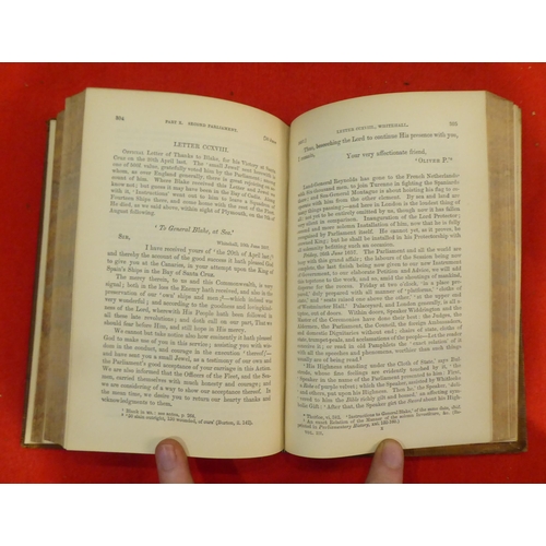 142 - Books: 'Oliver Cromwell's Letters and Speeches' with elucidations by Thomas Carlyle  1869, in three ... 