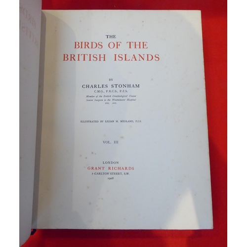 15 - Books: 'The Birds of the British Islands' by Charles Stonham, illustrated by Lillian M Medland  1906... 