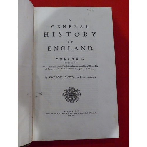 155 - Books: 'A General History of England' by Thomas Carte  1747, in two volumes