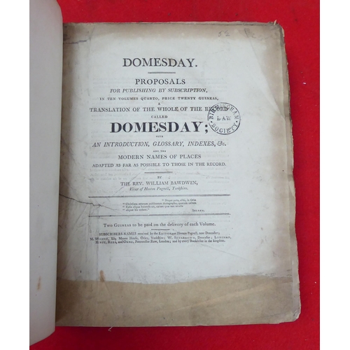 175 - Book: 'Domesclai' by Rev William Bawden  1809, in one volume