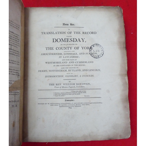 175 - Book: 'Domesclai' by Rev William Bawden  1809, in one volume