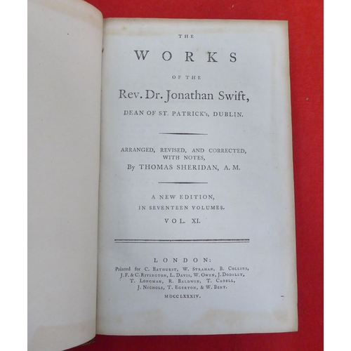 178 - Books: 'The Works of Rev Dr Jonathan Swift'  New Edition  1784, ten of seventeen volumes