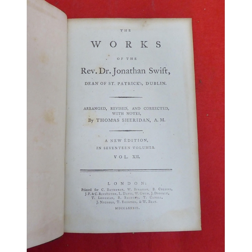 178 - Books: 'The Works of Rev Dr Jonathan Swift'  New Edition  1784, ten of seventeen volumes