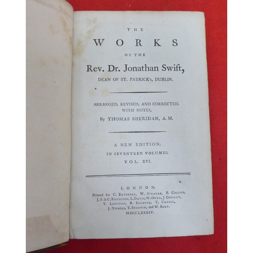 178 - Books: 'The Works of Rev Dr Jonathan Swift'  New Edition  1784, ten of seventeen volumes