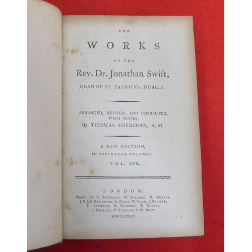 178 - Books: 'The Works of Rev Dr Jonathan Swift'  New Edition  1784, ten of seventeen volumes