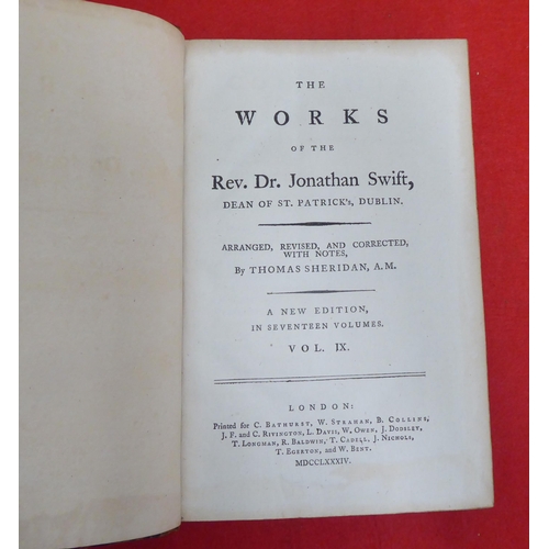 178 - Books: 'The Works of Rev Dr Jonathan Swift'  New Edition  1784, ten of seventeen volumes