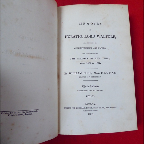 191 - Books: 'Memoirs of Lord Walpole'  Third Edition  1820, in two volumes