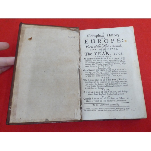 199 - Book: 'A Complete History of Europe'  1702, in one volume