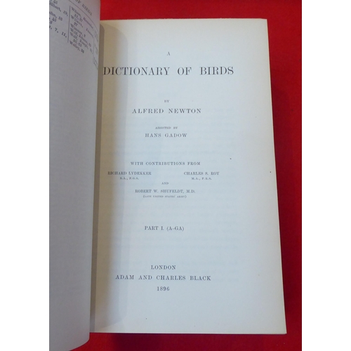 21 - Book: 'Newtons Dictionary by Birds' by Alfred Newton, assisted by Hans Gadlow  1896, in one volume