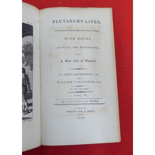 212 - Books: 'Plutarch's Lives' by John Langhorne and William Langhorne, Fifth Edition  printed for C Dill... 