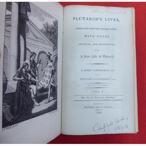 212 - Books: 'Plutarch's Lives' by John Langhorne and William Langhorne, Fifth Edition  printed for C Dill... 