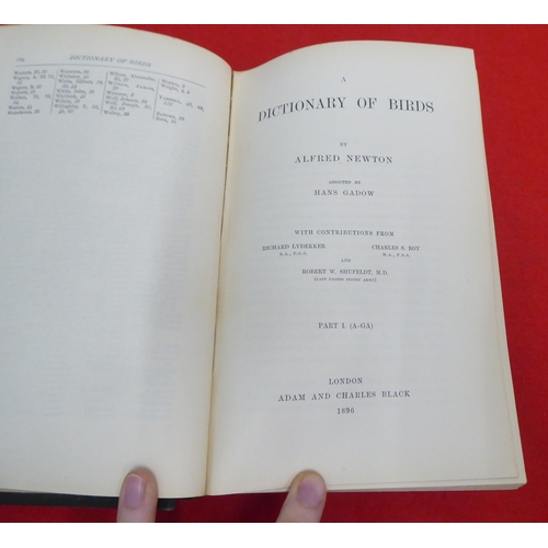 214 - Book: 'A Dictionary of Birds' by Alfred Newton, Assisted by Hans Gadow  1896, in one volume