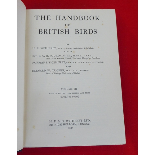 51 - Books: 'The Handbook of British Birds' by HF Witherby  1938, in five volumes