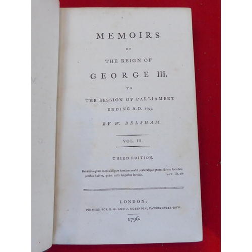 76 - Books: 'Memoirs of the Kings of Great Britain' by W.Belsham  1800, in six volumes