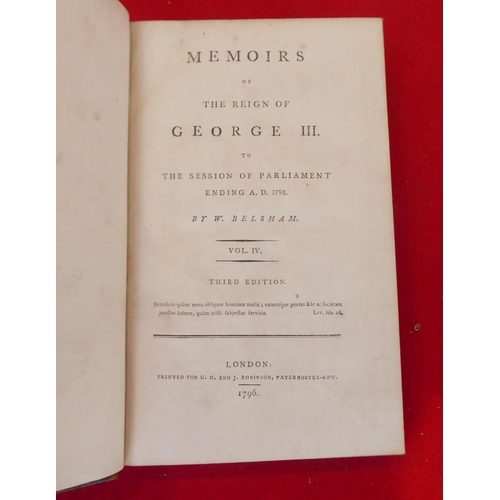 76 - Books: 'Memoirs of the Kings of Great Britain' by W.Belsham  1800, in six volumes