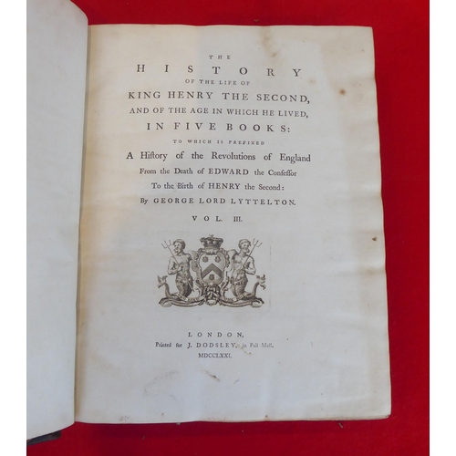 85 - Books: 'History of Henry II' by George Lord Lyttelton'  1767, in three volumes