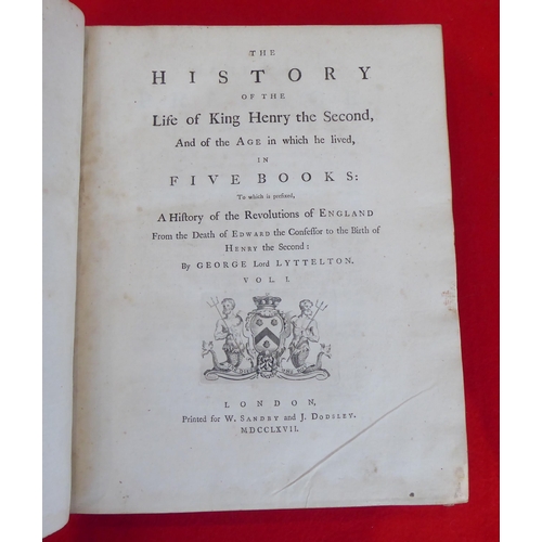 85 - Books: 'History of Henry II' by George Lord Lyttelton'  1767, in three volumes