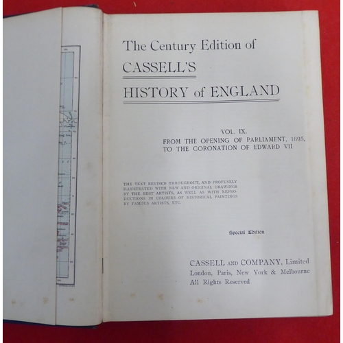 140 - Books: 'Cassells History of England'  Special Edition  circa 1912, in nine volumes