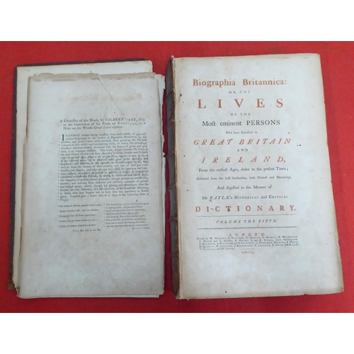 156 - Books: 'Biography Britannica'  circa 1763, in six volumes