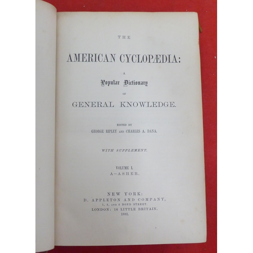 176 - Books: 'The American Cyclopaedia' edited by George Ripley and Charles Dana  1881, in sixteen volumes