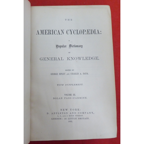 176 - Books: 'The American Cyclopaedia' edited by George Ripley and Charles Dana  1881, in sixteen volumes