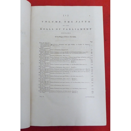 187 - Books: 'An Index to the Rolls of Parliament' comprising the petitions, pleas and proceedings of Parl... 