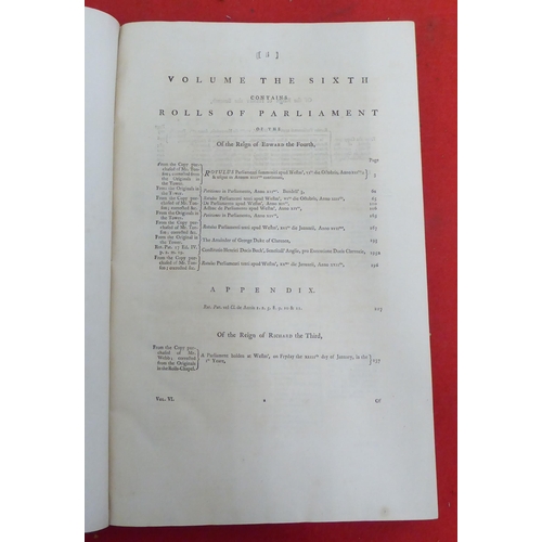 187 - Books: 'An Index to the Rolls of Parliament' comprising the petitions, pleas and proceedings of Parl... 