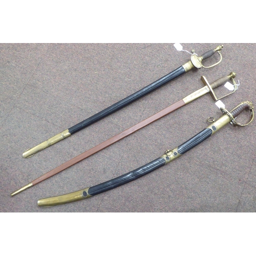 119 - A 19thC Continental style sabre with wire bound handgrip and lion's head pommel, the curved blade 31... 