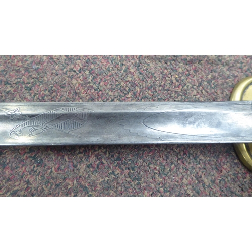 119 - A 19thC Continental style sabre with wire bound handgrip and lion's head pommel, the curved blade 31... 