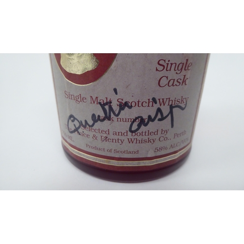 182 - A bottle of Quentin Crisp single malt Scotch Whisky  bears a signature on the label & two s... 