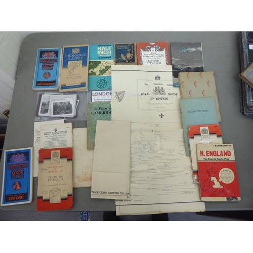 190 - Uncollated stamps and ephemera: to include used Queen Elizabeth II issues, maps and religious text&n... 