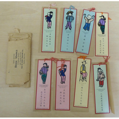 196 - Early 20thC Sino-European artefacts: to include bookmarks; brightly embroidered place mats; and a pa... 