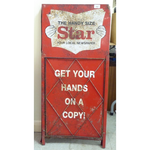 212 - A vintage enamelled steel A-board pavement sign, advertising 'The Star'  39