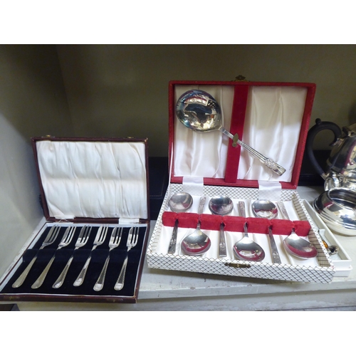 224 - Metalware: to include a civic four piece silver plated tea set 