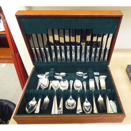 228 - Cutlery and flatware: to include a WMF chromium plated eight place canteen  boxed