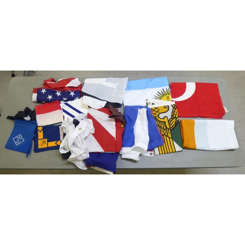 239 - Modern fabric flags: to include one for South Korea  various sizes