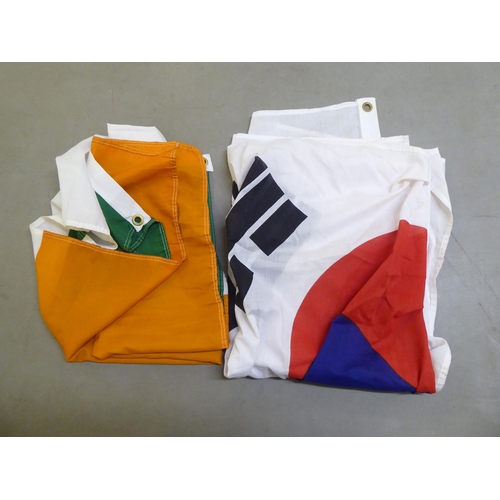 239 - Modern fabric flags: to include one for South Korea  various sizes