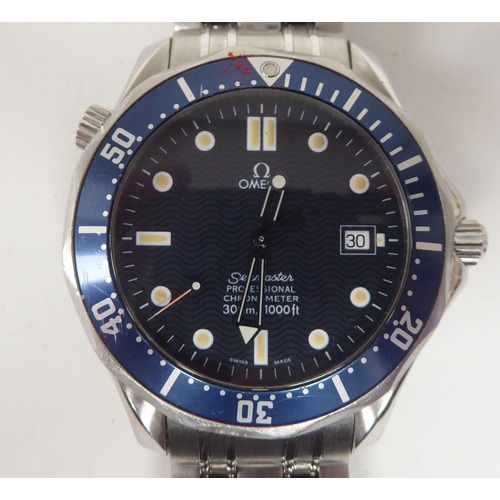 248 - An Omega Seamaster 300m 'Fried Egg' blue titanium and stainless steel cased bracelet wristwatch, fac... 