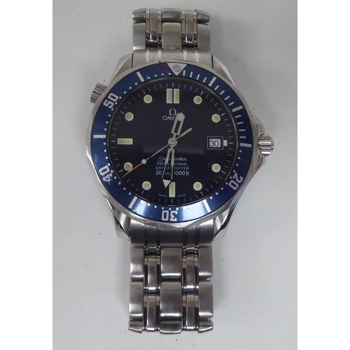 248 - An Omega Seamaster 300m 'Fried Egg' blue titanium and stainless steel cased bracelet wristwatch, fac... 