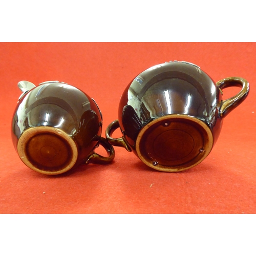 255 - Silver collectables: to include a three piece brown streaky glazed pottery tea set with silver mount... 