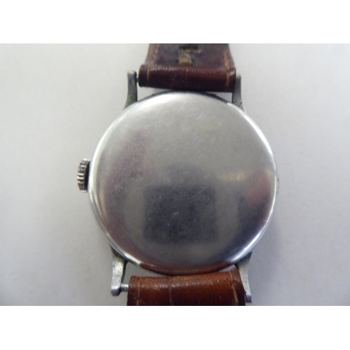 258 - A 1940s Record Watch Co Geneve (Longines Nav II German Army) stainless steel cased wristwatch, faced... 